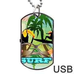 Surfing Dog Tag Usb Flash (two Sides) 