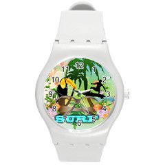 Surfing Round Plastic Sport Watch (m)