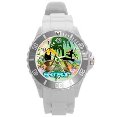 Surfing Round Plastic Sport Watch (l)