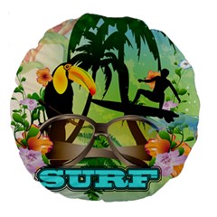 Surfing Large 18  Premium Round Cushions