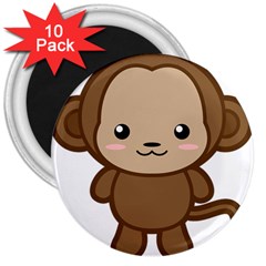 Kawaii Monkey 3  Magnets (10 Pack)  by KawaiiKawaii