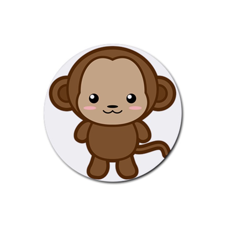 Kawaii Monkey Rubber Round Coaster (4 pack) 