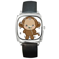 Kawaii Monkey Square Metal Watches