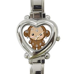 Kawaii Monkey Heart Italian Charm Watch