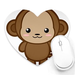 Kawaii Monkey Heart Mousepads