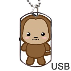 Kawaii Monkey Dog Tag Usb Flash (one Side)