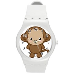 Kawaii Monkey Round Plastic Sport Watch (m) by KawaiiKawaii