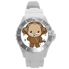 Kawaii Monkey Round Plastic Sport Watch (l) by KawaiiKawaii