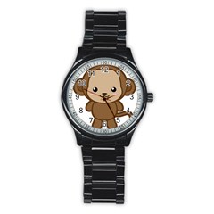 Kawaii Monkey Stainless Steel Round Watches