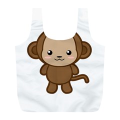 Kawaii Monkey Full Print Recycle Bags (l) 