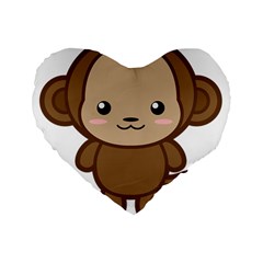 Kawaii Monkey Standard 16  Premium Flano Heart Shape Cushions