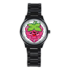 Raspberry Stainless Steel Round Watches by KawaiiKawaii