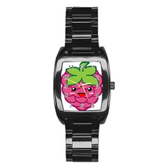 Raspberry Stainless Steel Barrel Watch