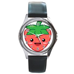 Kawaii Strawberry Round Metal Watches