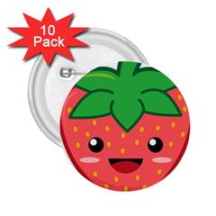 Kawaii Strawberry 2 25  Buttons (10 Pack) 