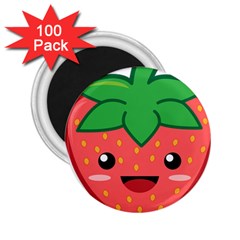 Kawaii Strawberry 2 25  Magnets (100 Pack) 