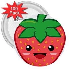 Kawaii Strawberry 3  Buttons (100 Pack) 