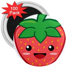 Kawaii Strawberry 3  Magnets (100 Pack)