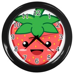 Kawaii Strawberry Wall Clocks (black)