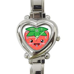 Kawaii Strawberry Heart Italian Charm Watch