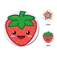 Kawaii Strawberry Playing Cards (round) 