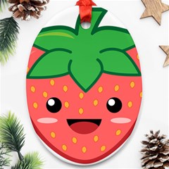 Kawaii Strawberry Oval Ornament (two Sides) by KawaiiKawaii