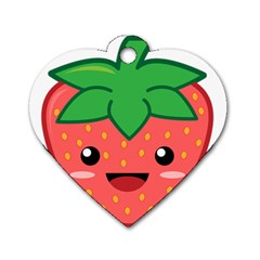 Kawaii Strawberry Dog Tag Heart (one Side)