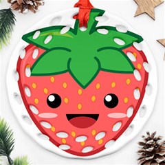 Kawaii Strawberry Ornament (round Filigree) 