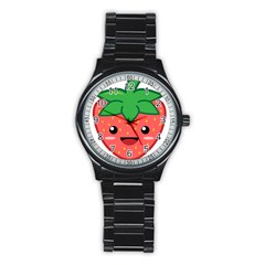 Kawaii Strawberry Stainless Steel Round Watches