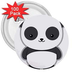 Kawaii Panda 3  Buttons (100 Pack) 