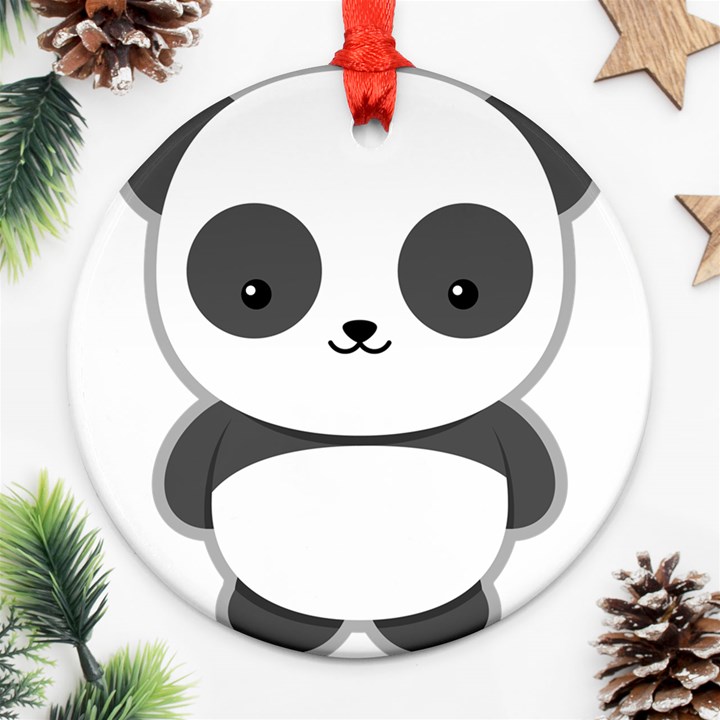 Kawaii Panda Round Ornament (Two Sides) 