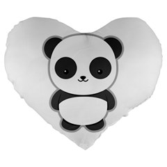 Kawaii Panda Large 19  Premium Heart Shape Cushions