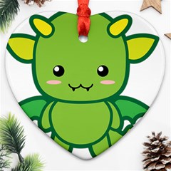 Kawaii Dragon Heart Ornament (2 Sides)