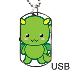 Kawaii Dragon Dog Tag Usb Flash (two Sides) 