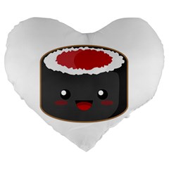 Kawaii Sushi Large 19  Premium Heart Shape Cushions