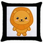 Kawaii Lion Throw Pillow Cases (Black) Front