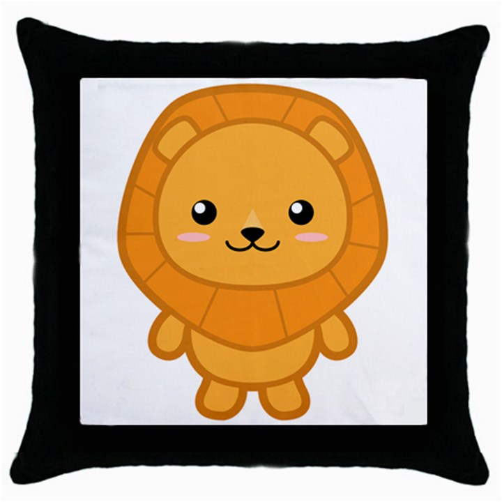 Kawaii Lion Throw Pillow Cases (Black)