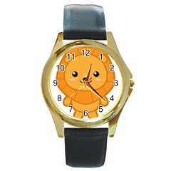 Kawaii Lion Round Gold Metal Watches