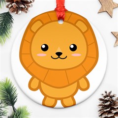 Kawaii Lion Round Ornament (two Sides) 