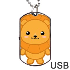 Kawaii Lion Dog Tag Usb Flash (two Sides)  by KawaiiKawaii