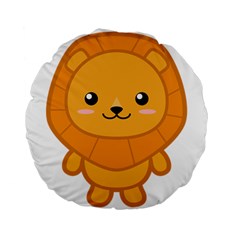 Kawaii Lion Standard 15  Premium Flano Round Cushions