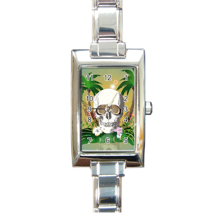 Funny Skull With Sunglasses And Palm Rectangle Italian Charm Watches