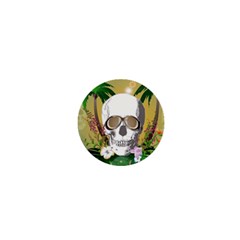 Funny Skull With Sunglasses And Palm 1  Mini Magnets by FantasyWorld7