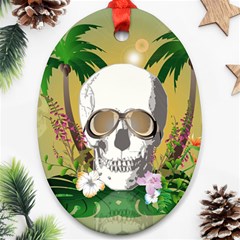 Funny Skull With Sunglasses And Palm Ornament (oval) 