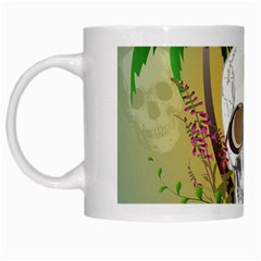 Funny Skull With Sunglasses And Palm White Mugs by FantasyWorld7