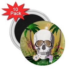 Funny Skull With Sunglasses And Palm 2 25  Magnets (10 Pack) 