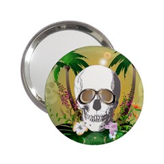 Funny Skull With Sunglasses And Palm 2 25  Handbag Mirrors