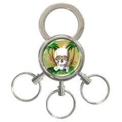 Funny Skull With Sunglasses And Palm 3-ring Key Chains by FantasyWorld7