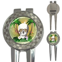 Funny Skull With Sunglasses And Palm 3-in-1 Golf Divots