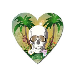 Funny Skull With Sunglasses And Palm Heart Magnet